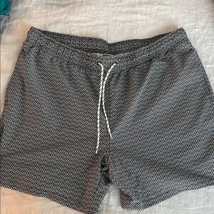 Vintage Black and White Patterned Swim Shorts